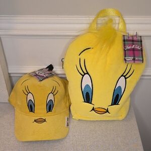 Justice Yellow Tweety Bird Hat and Backpack Set